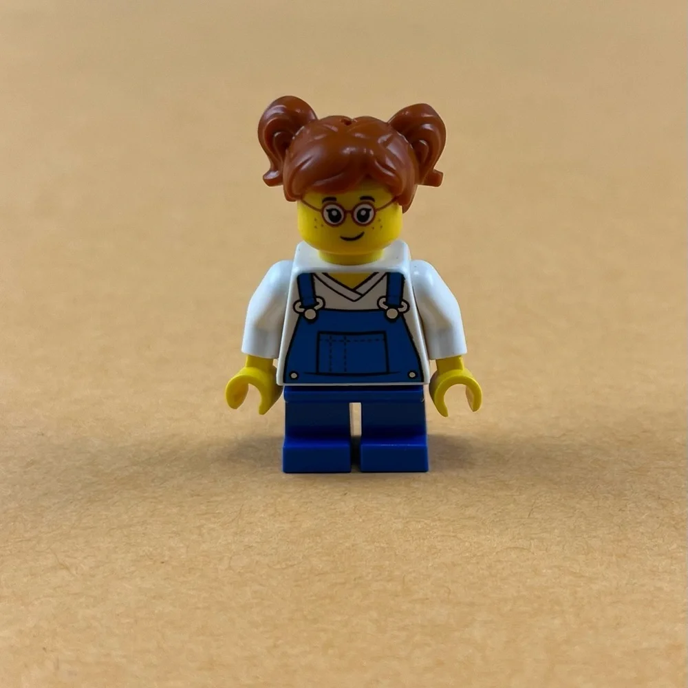 LEGO Child Girl Blue Overalls over V-Neck cty1226 Minifigure 2”